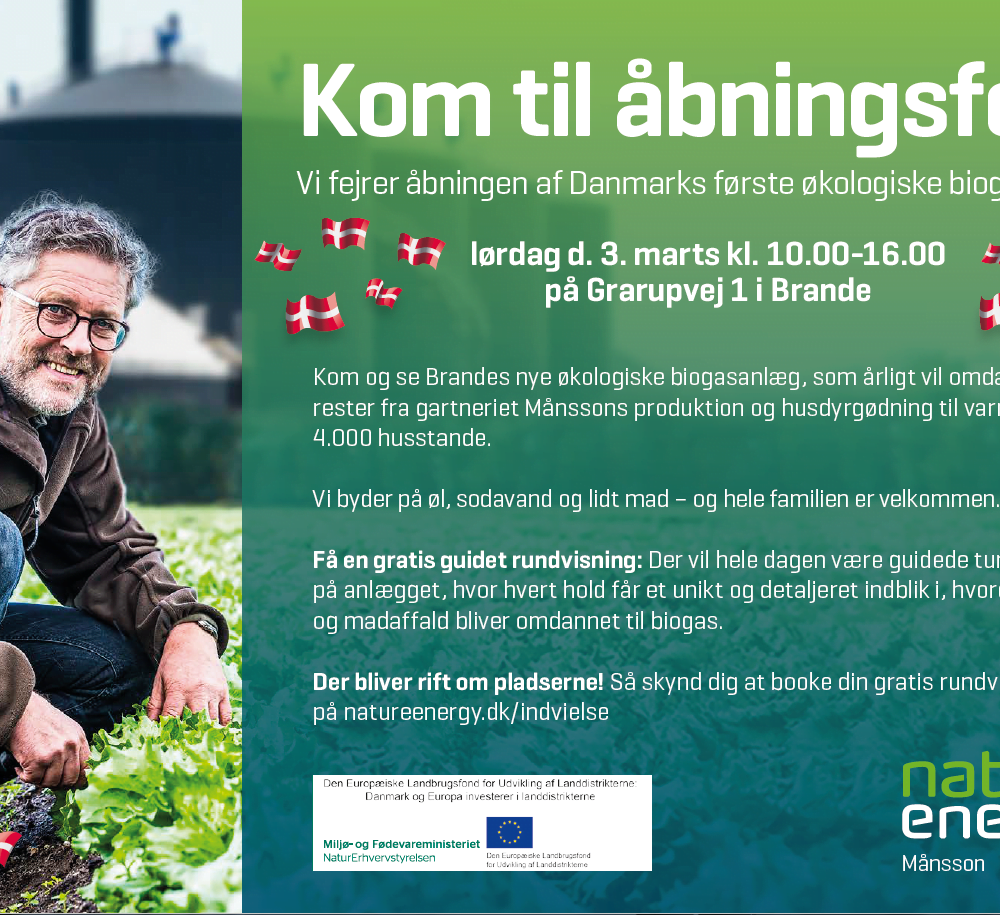 Join our opening party of the biogas plant Saturday March 3rd 2018 – incl. guided tours
